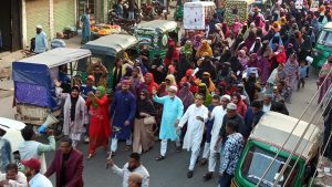কুলাউড়ায় ধানের শীষের সমর্থনে মহিলা দলের বিশাল মিছিল