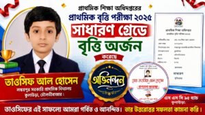 পঞ্চম শ্রেণির বৃত্তি পরীক্ষায় সাধারণ গ্রেডে বৃত্তি অর্জন করেছে তাওসিফ আল হোসেন